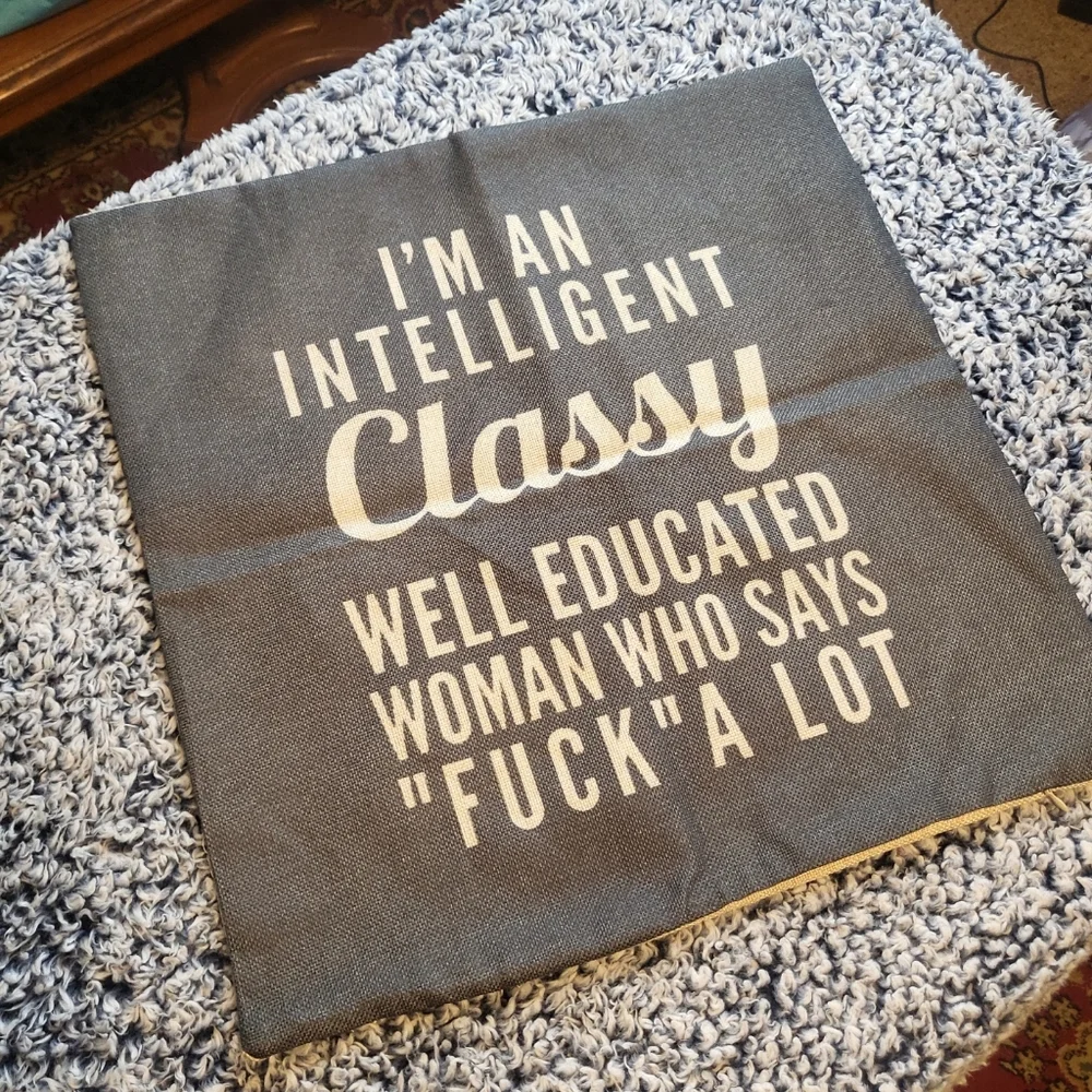 Classy Intelligent Woman Funny Quote Accent Pillow Cover - NWOT
